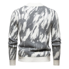 New Men's Retro Printed Casual Crewneck Sweater