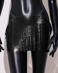 Sexy Metallic Sequin Mini Skirt