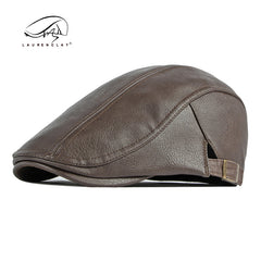Leather retro thick warm beret