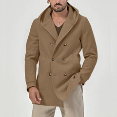 Men's Slim Fit Woolen Windbreaker Hooded Casual Jacket