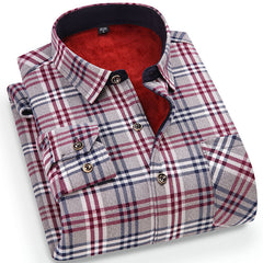 New Men's Winter Velvet Thickened Warm Double-sided Velvet Long-sleeved Shirt