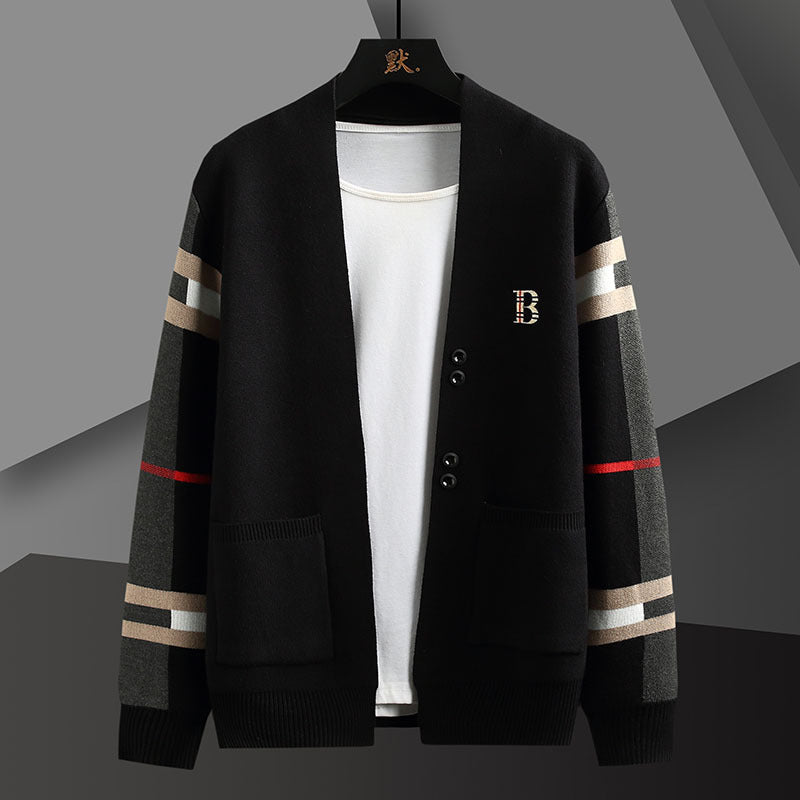 Men's New Trend Casual Embroidered Knitted Cardigan