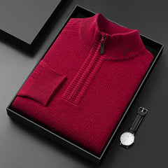 Men's 2024 Thickened Half Zipper Jacquard High-end Casual Pure Wool Sweater