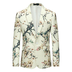 Men's Color Block Printed Casual Fashion Blazer