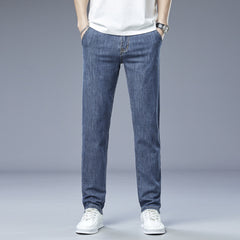 Men's Elastic Loose Soft Ice Silk Slim Straight Casual Jeans