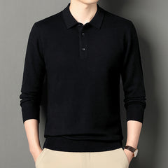 Men's Fashion Solid Color Lapel Casual Sweater