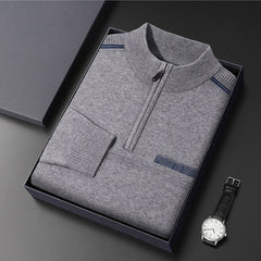 Men's Half Turtle Collar Zip Warm Knitted Wool Sweater