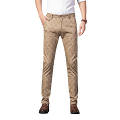 Men's Business Printed Plaid Slim Fit Stretch Casual Pants