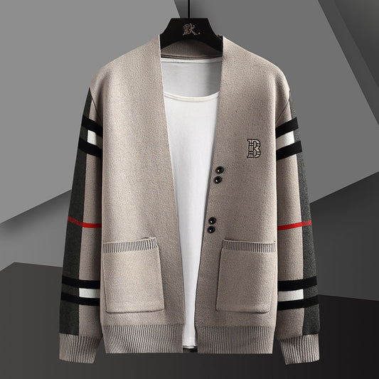 Men's New Trend Casual Embroidered Knitted Cardigan