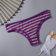 Simple Breathable Striped Low-waist Briefs