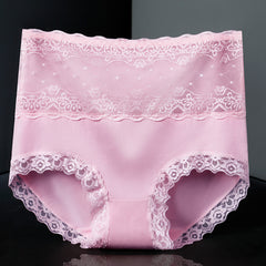 Ladies Pure Cotton High Waist Lace Breathable Plus Size Briefs