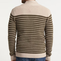 New Men's V-neck Striped Cardigan Long Sleeve Sweater