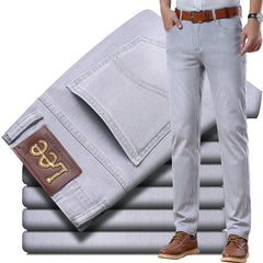 Men's Straight Slim Fit Thin Stretch Business Casual Jeans