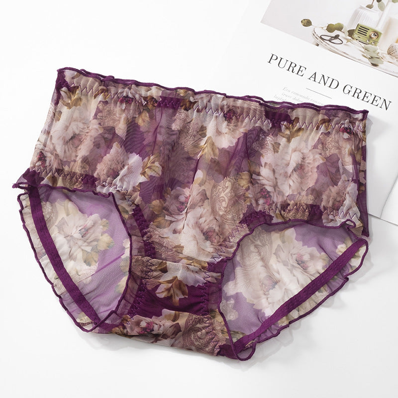 Sexy tulle seamless floral panties