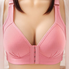 Front button gathered no steel ring breathable thin section bra