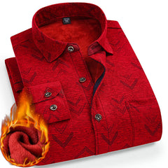 New Men's Winter Velvet Thickened Warm Double-sided Velvet Long-sleeved Shirt