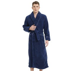 2024 Winter Men's Comfortable Cotton Velvet Long Nightgown