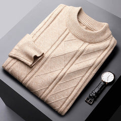 Men's Thickened Warm Jacquard Bottom Wool Sweater