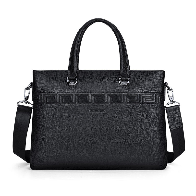 Commuting Cowhide Business Shoulder Crossbody Men's Briefcase