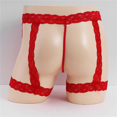Men's Lace Sexy Suspenders Transparent Thong