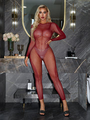 Sexy Lace and Mesh Cut-out Form-fitting Bodysuit