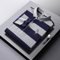 Men's Business Striped Long-sleeved Polo Shirt