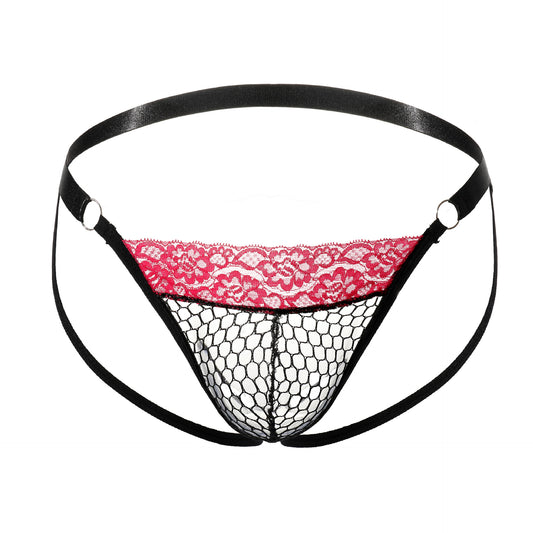 Men's Sexy Mesh Hollow Lace Thong