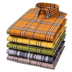 Men's Cotton Plaid Long Sleeve Shirt