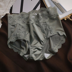 Satin Lace Breathable Mesh Briefs