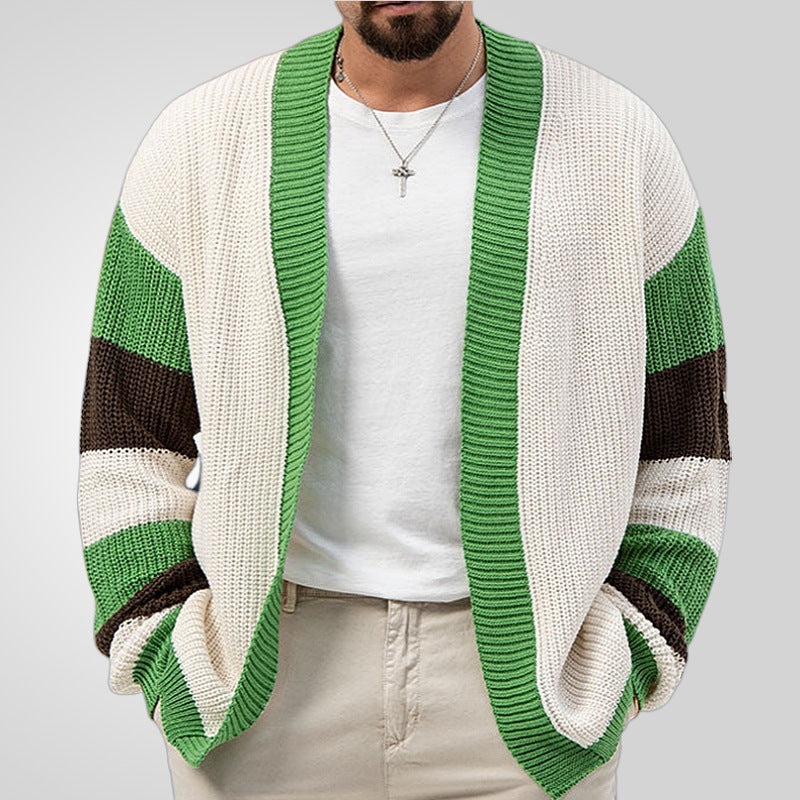 Men's Loose Contrast Wool Cardigan