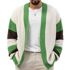 Men's Loose Contrast Wool Cardigan