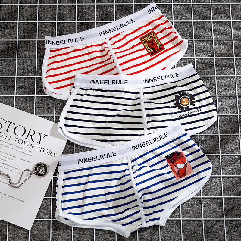 Men's Pure Cotton Sport Breathable Low-rise Striped Boxers