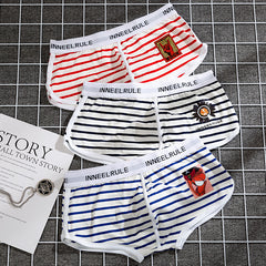 Men's Pure Cotton Sport Breathable Low-rise Striped Boxers