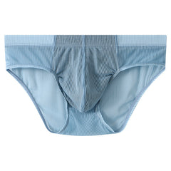 Men's Low Waist Ice Silk Lace Sexy Transparent Graphene Briefs