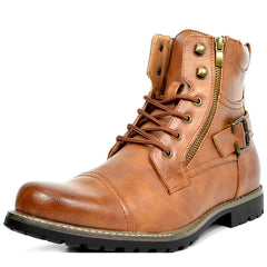 Men's Metal Double Zipper Martin Boots