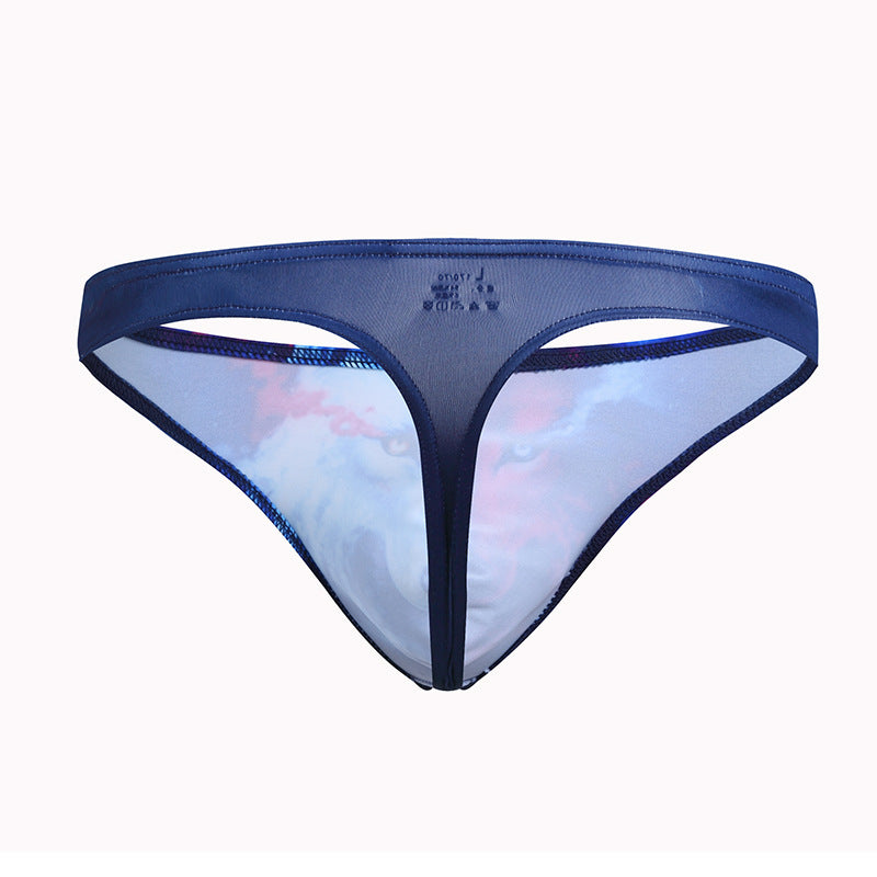 Sexy low waist printed U-pouch thong