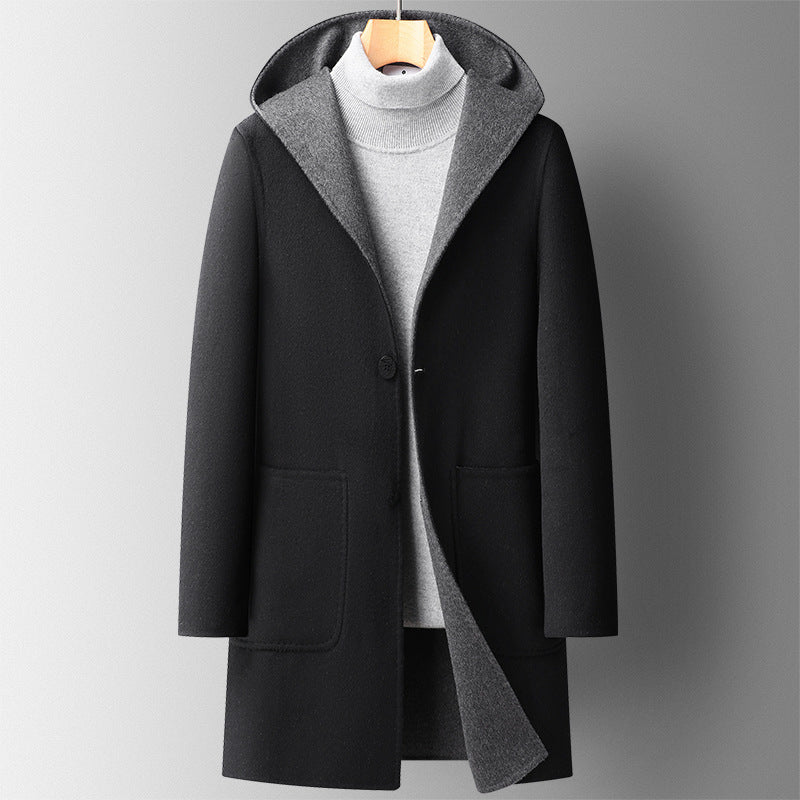 Men's Hooded Reversible Wool Coat
