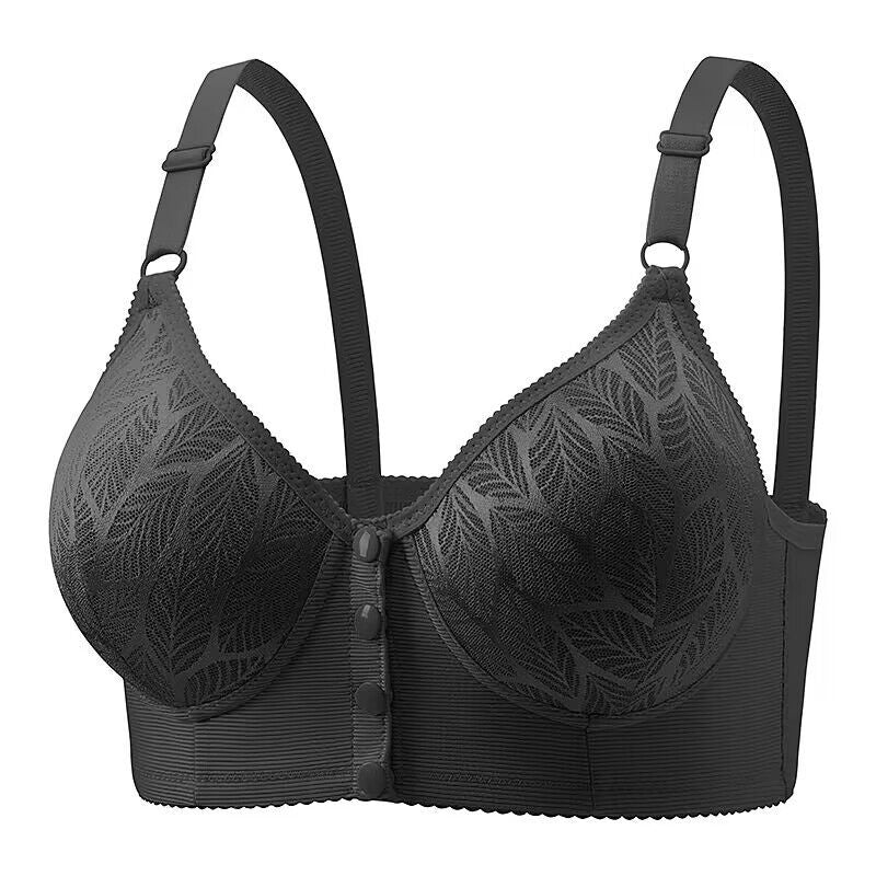 Large size front button non-wired jacquard bra