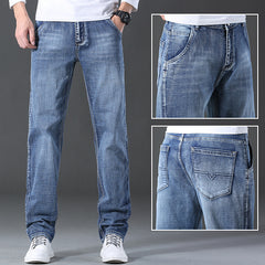 Men's High-end Loose Straight Casual Large Size Versatile Stretch Jeans
