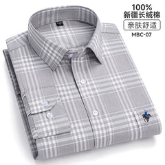 Men's Fashion Breathable Plaid Cotton Embroidered Shirt