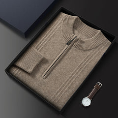 Cashmere autumn and winter half turtleneck zipper pullover sweater