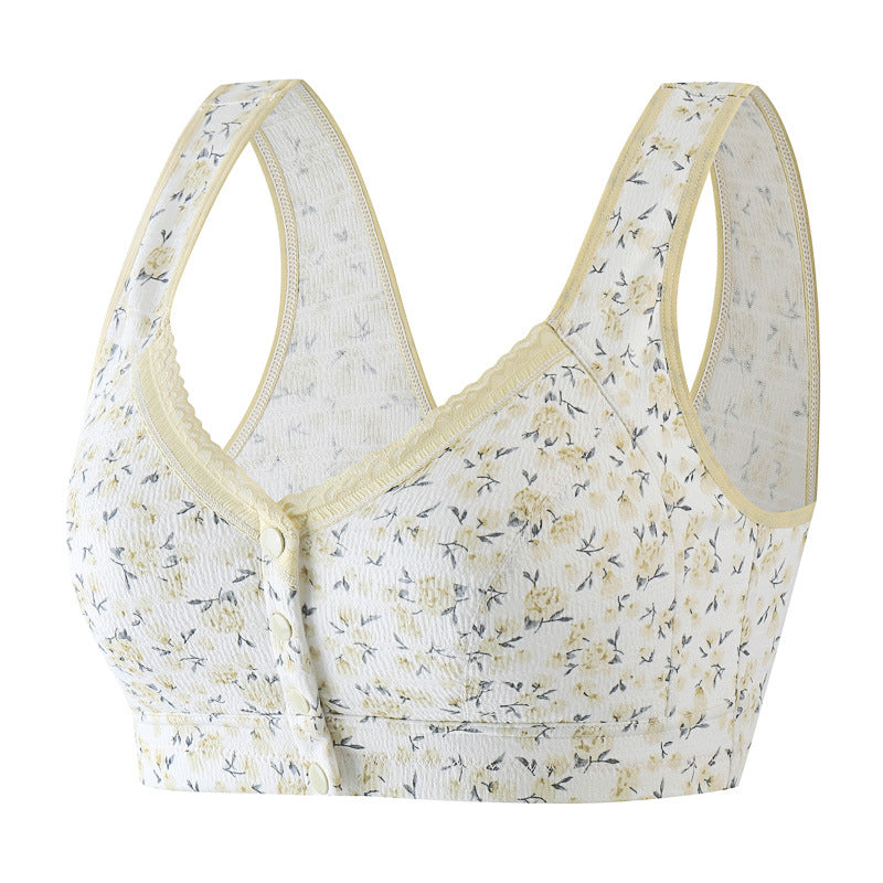 Comfortable large size wire-free pure cotton thin bra