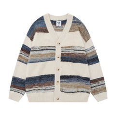 Rainbow Striped Gradient Knitted Cardigan