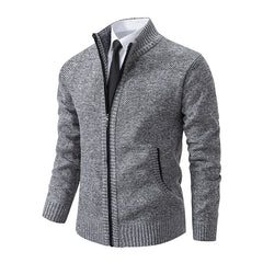 Men's Stand Collar Fashionable Knitted Sweater Jacket