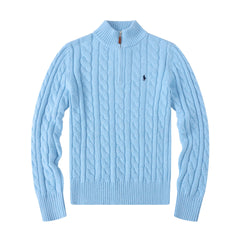 Men's Winter Stand Collar Half High Zipper Knitted Wool Sweater