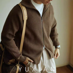 Zippered Simple Solid Color Loose Sweater