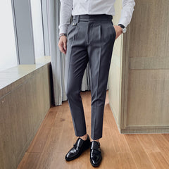 Men's Business Casual Solid Color Trousers