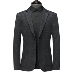 Men's casual knitted check suit