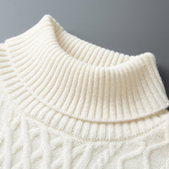Men's 100% Pure Wool Jacquard Thickened Turtleneck Sweater