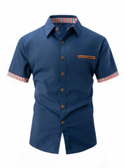 2024 New Fashion Men's Plaid Color Matching Business Casual Shirt